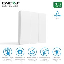 WS1052X – ENER-J 3-Gang Wireless Kinetic Switch (Eco Range, White)