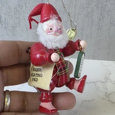 Vintage Kurt S. Adler Christmas Ornament Santa Wooden Chop Suey Funny 4” Tall