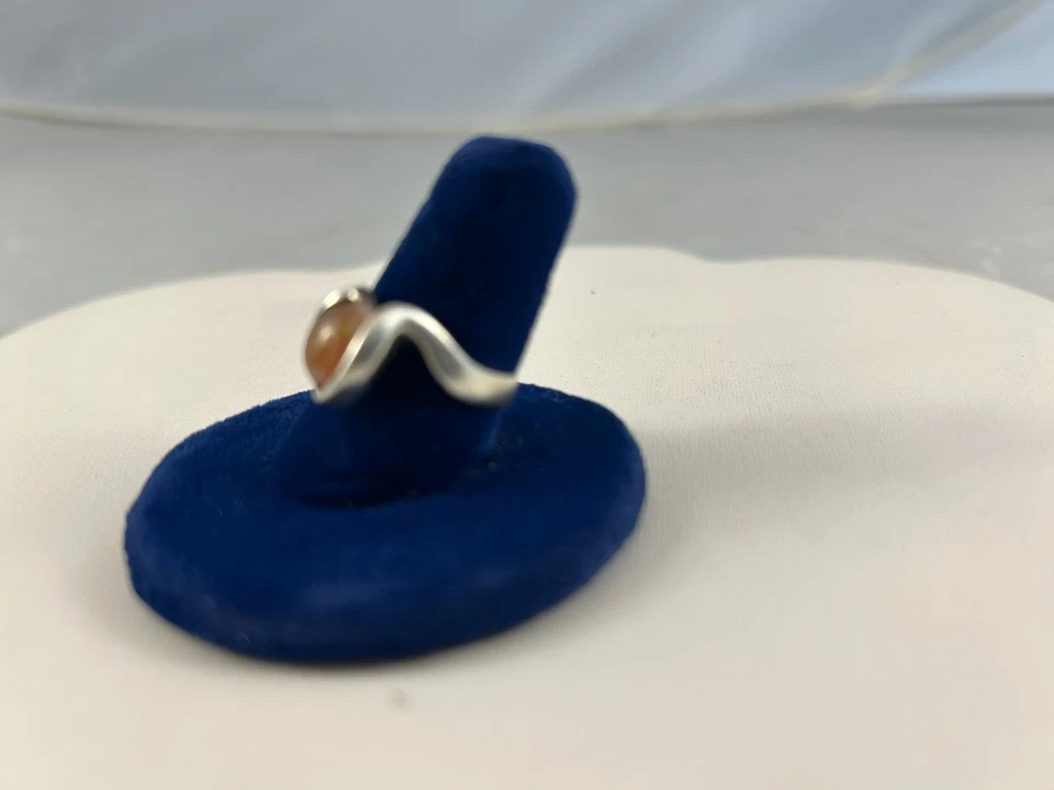 Anel de prata esterlina 925 opala fogo laranja tamanho 6 - Imagem 4 de 4