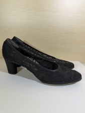 VINTAGE MANOR-BOURNE I.MAGNIN BLACK size 10 HEELS PUMPS LACE LEATHER SOLES