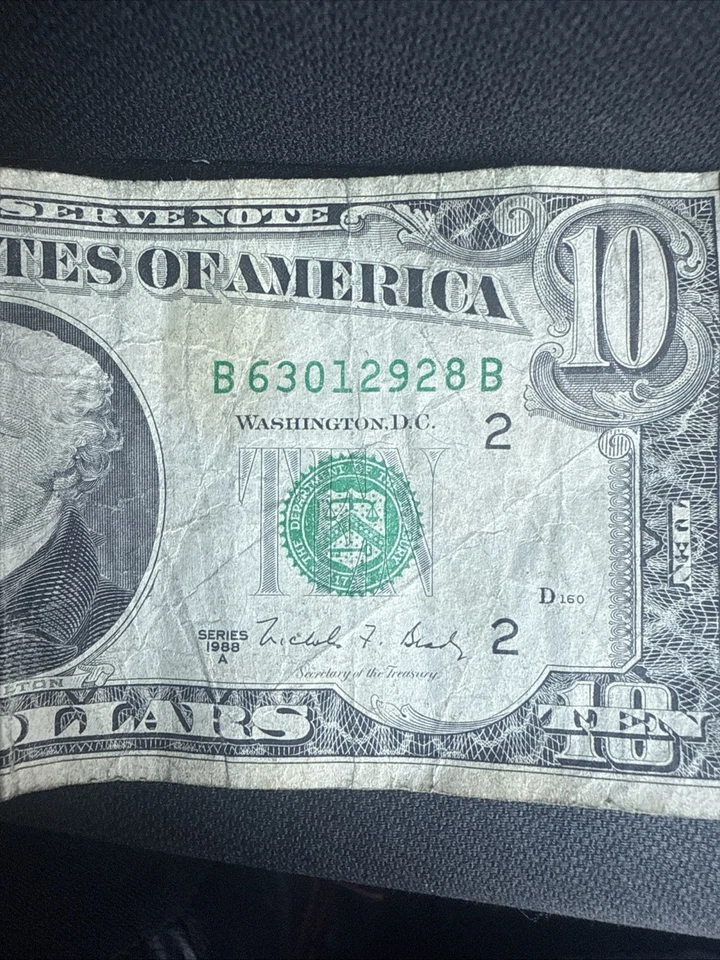 Ancient 10 Dollar Bill 1988 - Image 3 of 4