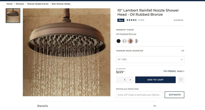 Signature Hardware CS1085A-10-ORB-U 10" Lambert Rainfall Showerhead - Brass