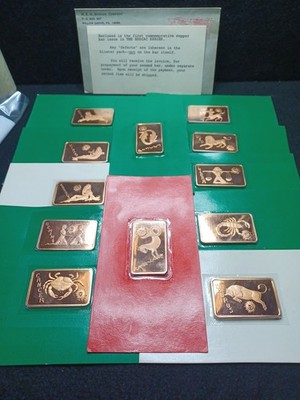 Limited Edition 1974 Mount Everest Mint 12pc Zodiac Copper Bar 1oz Each Sealed 