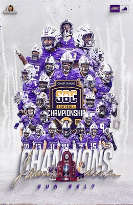 James Madison Dukes 2025 Sunbelt Champions Poster 11 x 17 Inches James Madison
