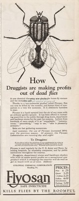1922 Colonial Chemical Corp Reading PA Flyosan Insecticide Profits Dead Flies Ad