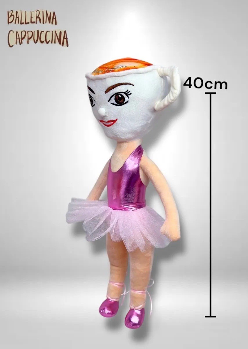 Gxdamxz Ballerina Cappuccina Kuscheltier – 27 Cm Plüschfigur Mit Lustigem Gesicht – Deko & Spielgefährte Für Kinder Und Erwachsene