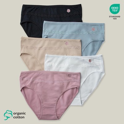 5er Set Damen Slips Slip BIO Baumwolle Unterhose Unterwäsche  M L XL XXL 9104
