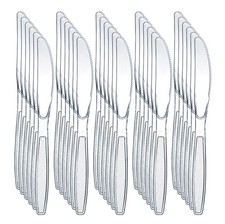Reusable Plastic Knives Clear Heavy Duty for Catering Weddings Birthday Parties