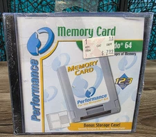 Nintendo N64 Performance Memory Card w/ Bonus Storage Case INTERACT SEALED NEW