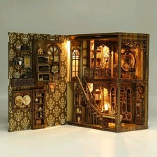 DIY Book Nook Kit with LED 3D Wooden Puzzle for Bookshelf Room Decor Gifts