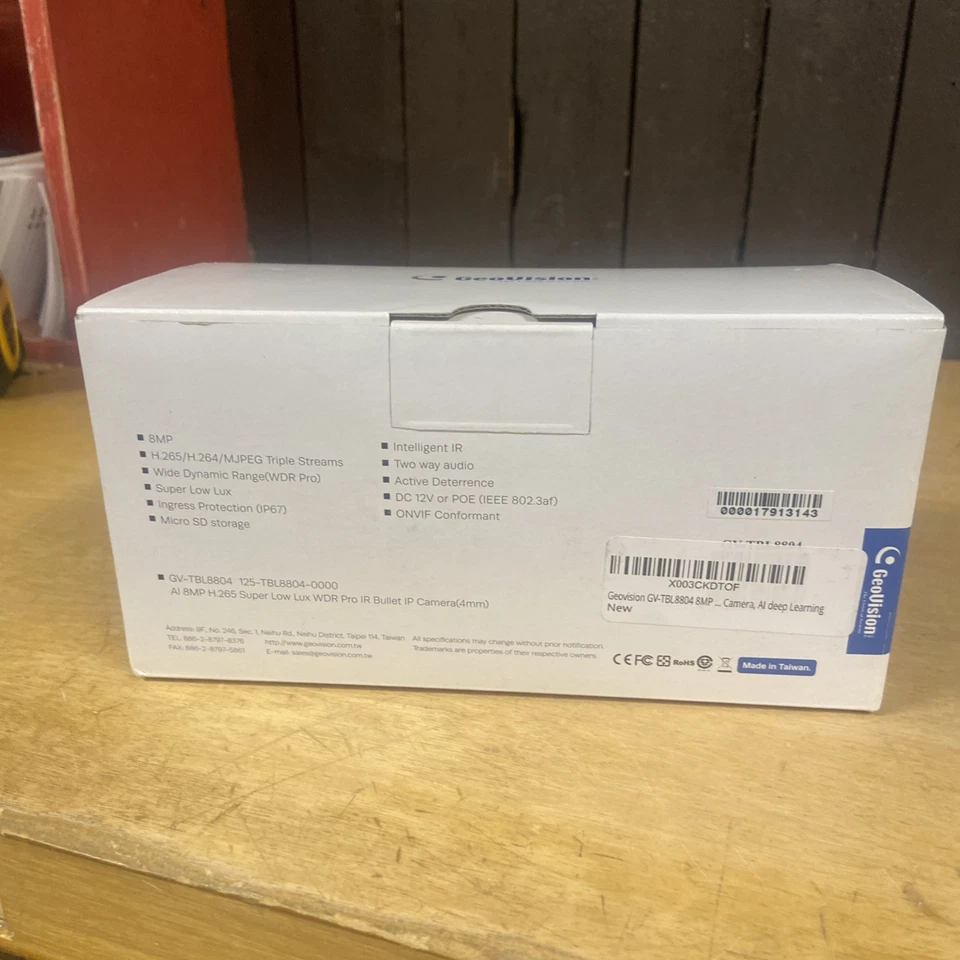 Geovision GV-TBL8804 8MP AI H.265 IR Outdoor Bullet IP Security Camera, Super Lo - Image 4 of 4