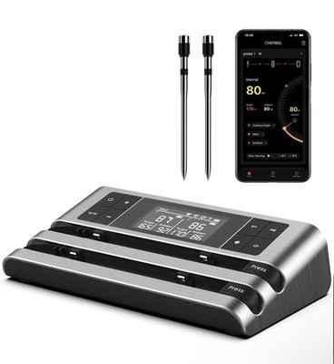Wireless Smart Meat Thermometer with Dual-Sensor Probe, 500FT Remote Monitori...