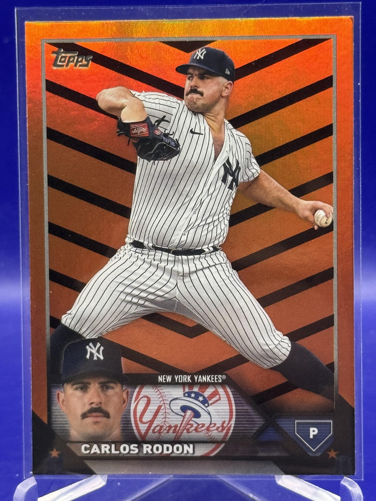 2023 Topps Update Carlos Rodón US200 Orange Black Foil Yankees Baseball Card