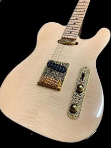 6 Chapeau à cordes pour guitare électrique TL-Style en érable + Nouveau matériel or gravé