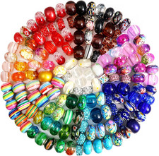 150 Pcs Glass European Lampwork Beads Large Holes for Jewelry Making Bracelet