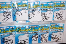 10 packs gamakatsu octopus hook size 1  8 per pack # 02410 80 total hooks