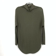 Active USA Women Size Medium Shirt Mock Neck Long Sleeve Top Green Ribbed