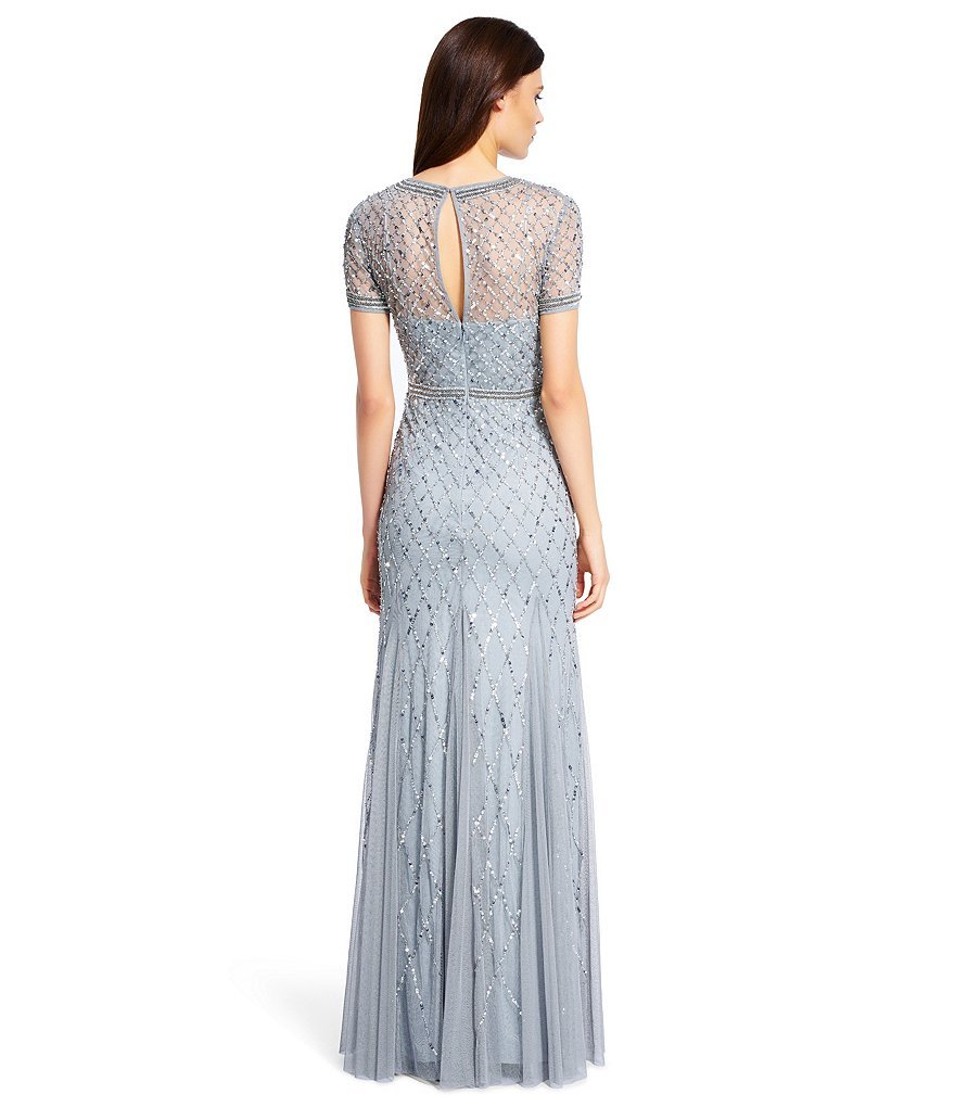 Adrianna Papell Women's Dress Silver Beaded Gown Size 8 NEW Retail $350 NWT  | eBay
