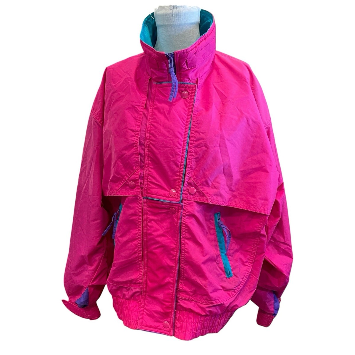 VTG Cabin Creek Powder Jacket Purple Teal Pink Retro 80s Women Sz