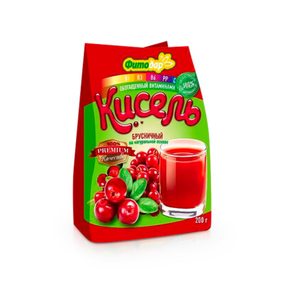 Dessertpulver mit Preiselbeerengeschmack, FitoDar, 200 g - Кисель брусничный