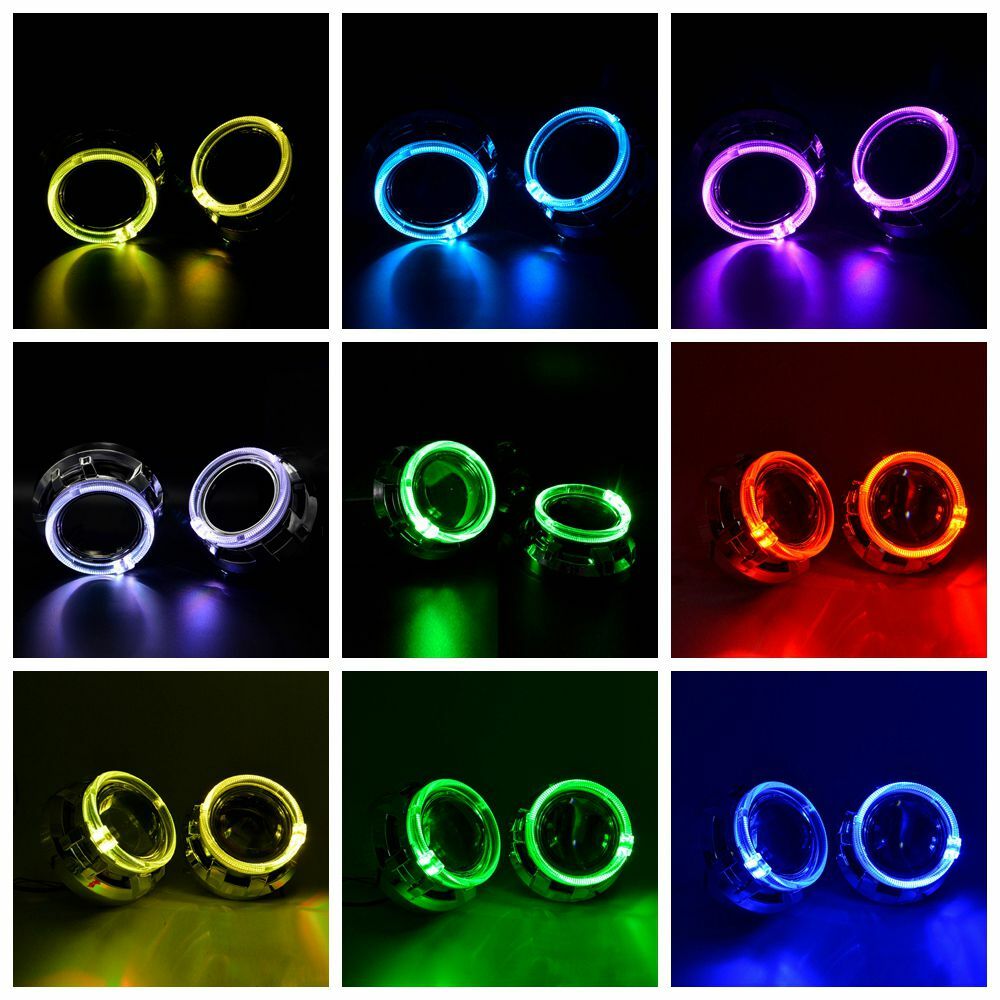 3.0'' RGB LED Angel Eyes 2.5'' H1 Bi xenon Projector Lens APP Headlight Retrofit