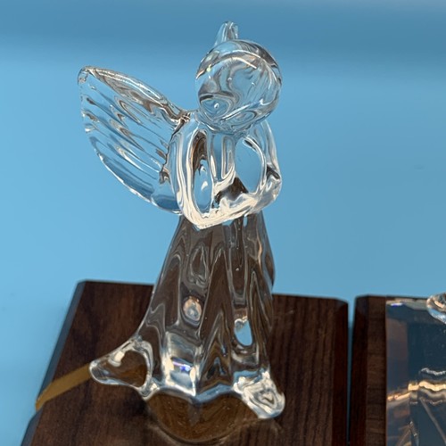 Vintage DACRA Glass Praying Angels On Wood Base Set Of 3 - Picture 3 of 18