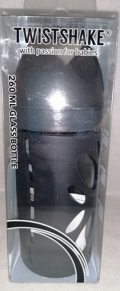 H075 - Twistshake - Babyflasche Glas Silikon Anti-Kolik Schwarz 260Ml - Neu-image