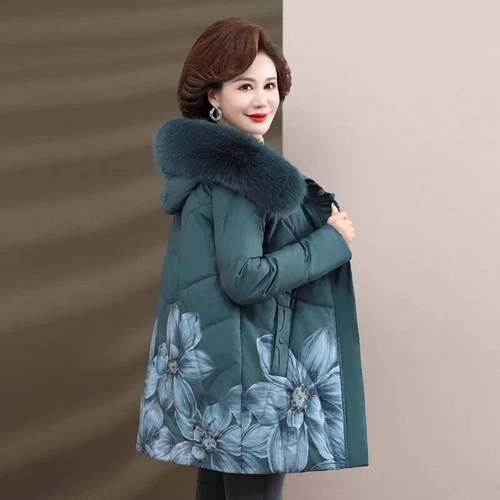Women Winter Long Warm Parkas Coat Jacket Thicken Cotton Pad Hooded Middle Aged - Picture 14 of 21