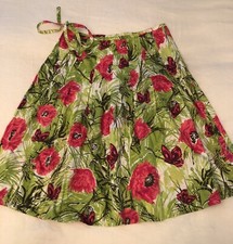 TALBOTS Butterfly A Line Skirt Green Pink 10 EUC
