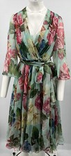 Dolce & Gabbana RETAIL-$2450 Floral Print Silk-Viole Midi Dress w/ Slip sz 44 