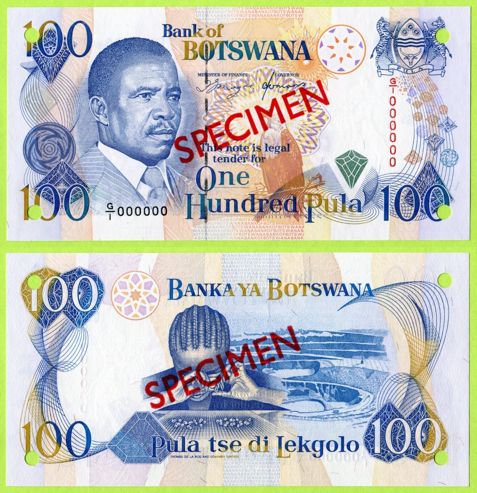 Botswana 100 Pula ND(1993) P16s UNC / Specimen | eBay