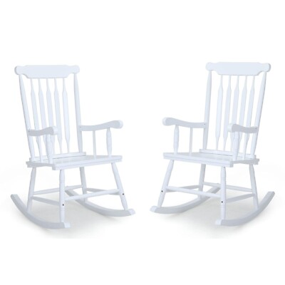 Outdoor Wood Porch Rocking Chair Weather Resistant Finish Balcony Rocker Chairs