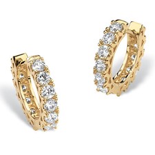 2.40 TCW Cubic Zirconia Huggie-Hoop Earrings Gold-Plated .5" 