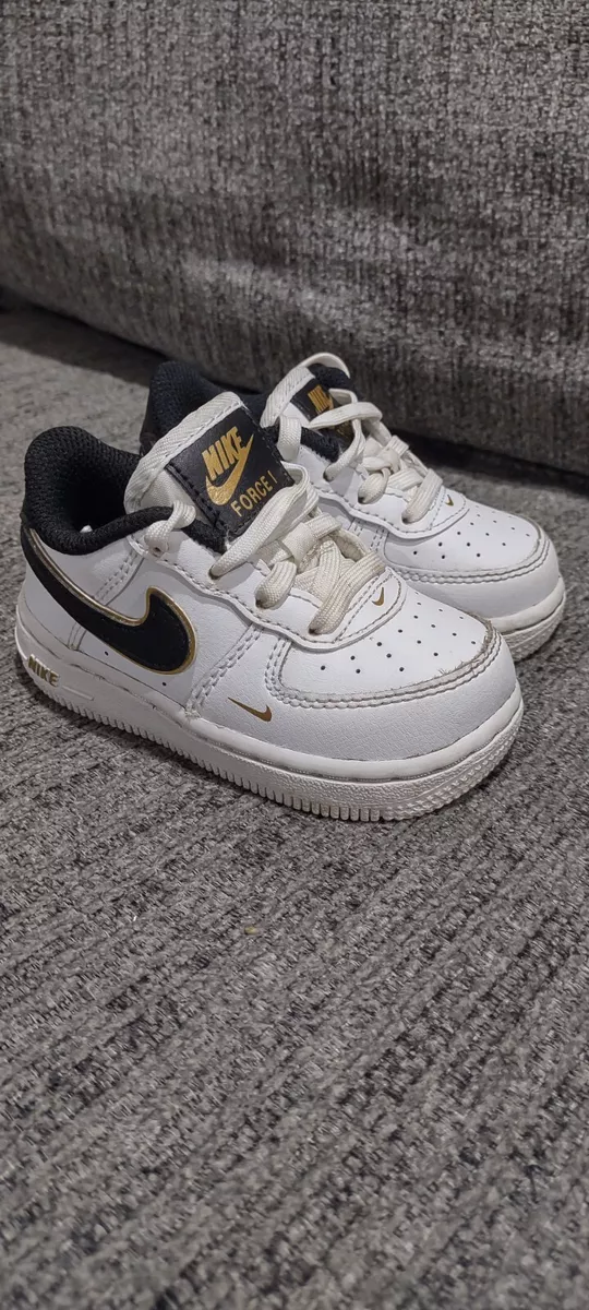 Nike Air Force 1 Low '07 LV8, Double Swoosh White Metallic Gold Size 5C