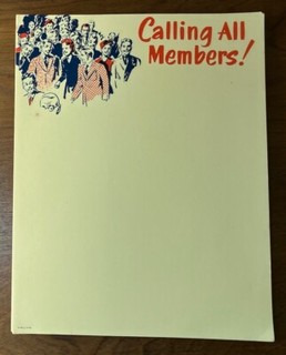 vintage 1960s 1970s novelty stationary letterhead paper "Calling All Members"