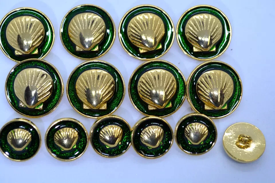 16 Dotty Smith Goldtone, Gold Tone Sea Shell Green Enameled Buttons | eBay