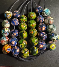 Lot - Millefiori glass beads - 30 Indian Rare Chevron Unique (B100)