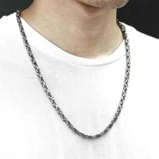 5mm Stainless Steel Necklace Byzantine Box Link Mens Chain 18"-36" for Christmas