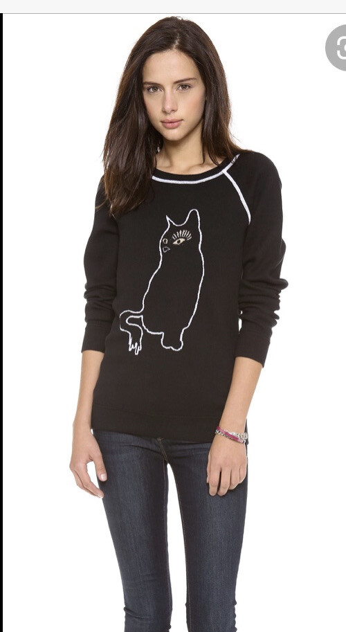 Cat Intarsia Pullover Sweater Size 