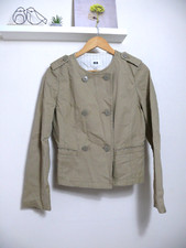 Uniqlo  Double breasted Cotton  Short Crew Neck Jacket - Beige - Sz M