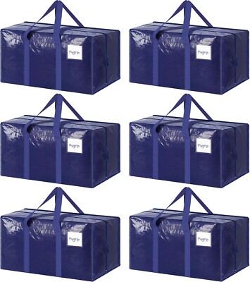 Paquete de 6 bolsas de mudanza extra resistentes y grandes con cierre de cremall