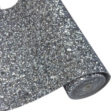 Chunky SILVER Glitter FAUX LEATHER ROLL 13 x 72 WHOLESALE