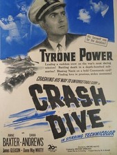 Hollywood Original Ad  Rare VHTF Early 1900s WW2 Crash Dive Tyrone Power Sub 