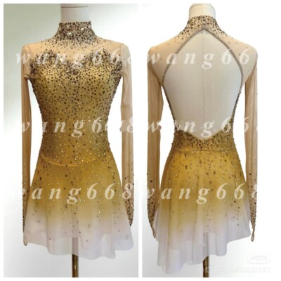 green emerald velvet dress Gold Embroidered Black Figure Skating Dress by Tania Bass main image 0