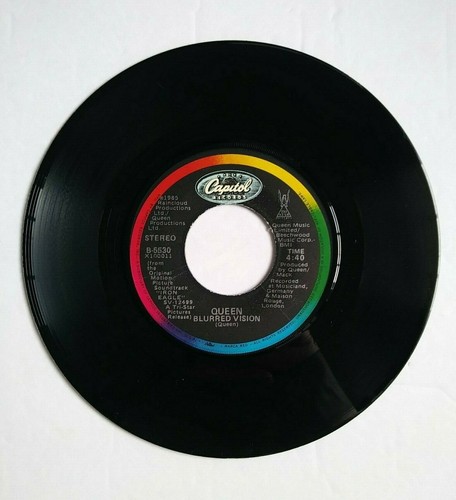 QUEEN One Vision/Blurred Vision IRON EAGLE 45 RPM vinyl CAPITOL FREDDIE MERCURY - Picture 3 of 4