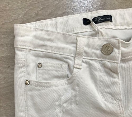 MISS BLUMARINE"" 40 J PL51 (-50%) WHITE POCKET LOGO PANTS (SIZE: 10A) - Picture 3 of 4