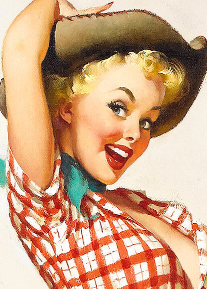 Pin Up Girl Cowgirl Vintage Targa Da Parete In Metallo Con Scritta In