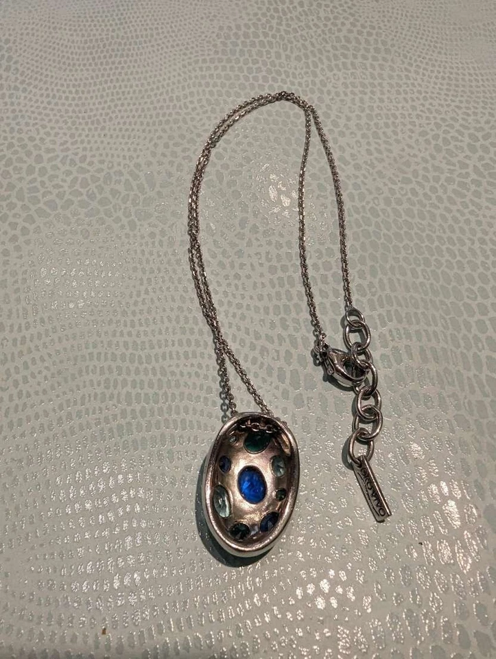 OROVIVO Halskette 925 Silber Zirkonia Blau Grün Damen Schmuck 40–44,5cm - Bild 3 von 4