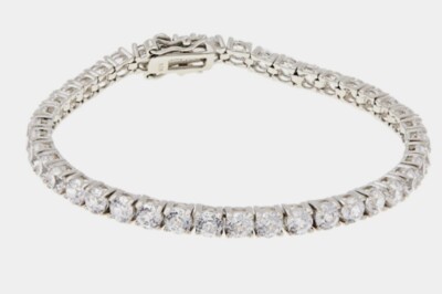 Absolute Sterling Silver 100-Facet Round 4mm TENNIS  Bracelet 6-3/4''