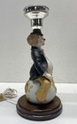 Vintage Clown Table Lamp Figural Ceramic Globe Hand Painted Wood Base — photo 4